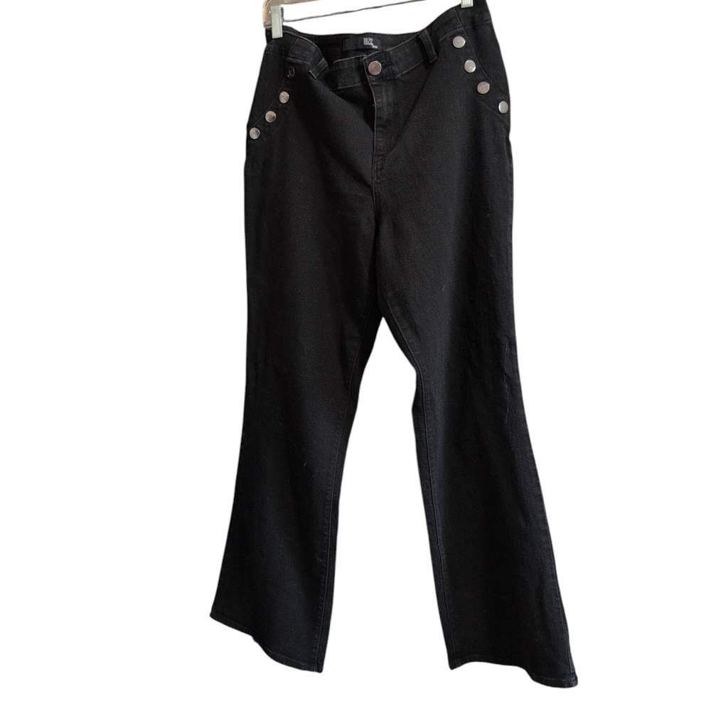 1822 Denim Black Flare Jeans Women’s Size 14 Mid Rise Stretch Y2K Bootcut Pants